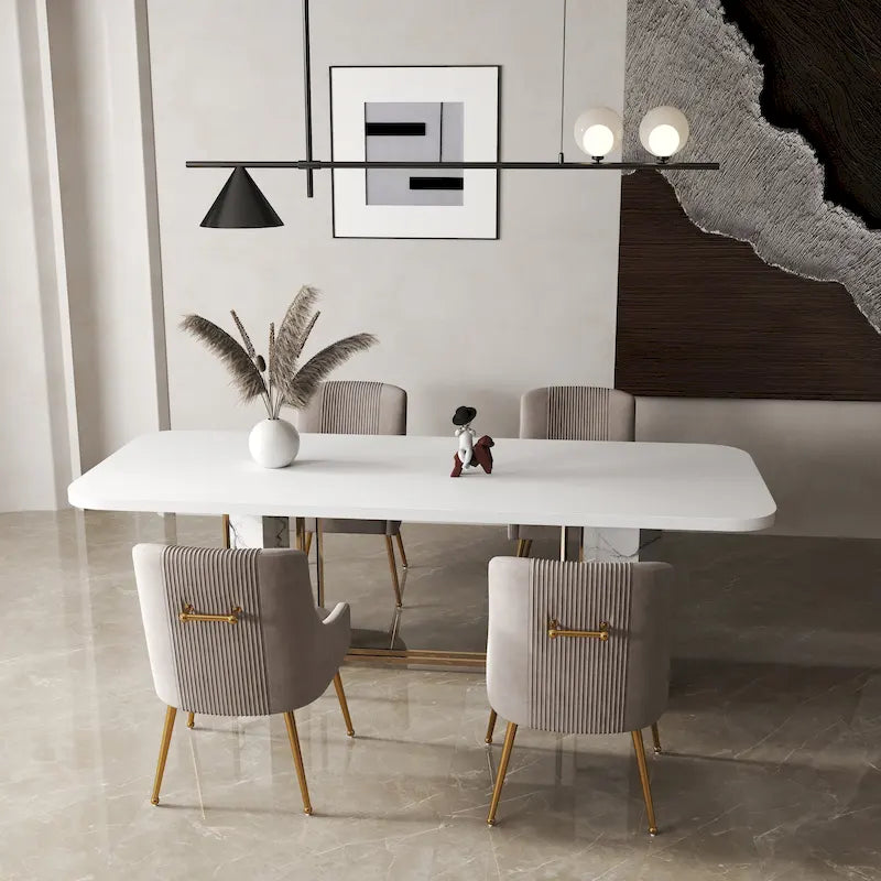 SEYNAR Set of 4 Modern Glam Boucle Velvet Dining or Vanity Chairs with Rear Handle - image 10