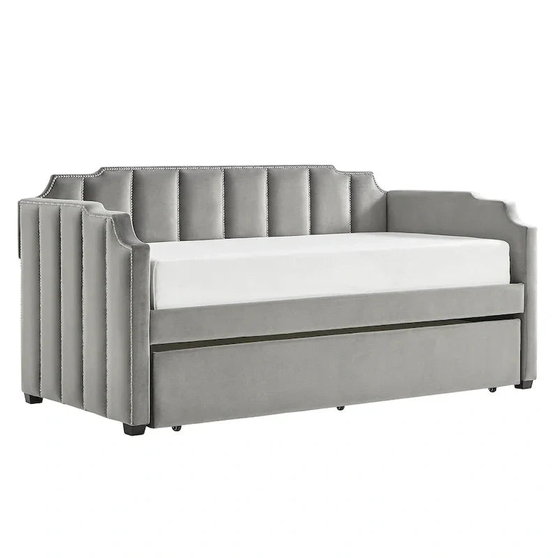 iNSPIRE Q Modern Chareau Glam Grey Velvet Daybed - image 10