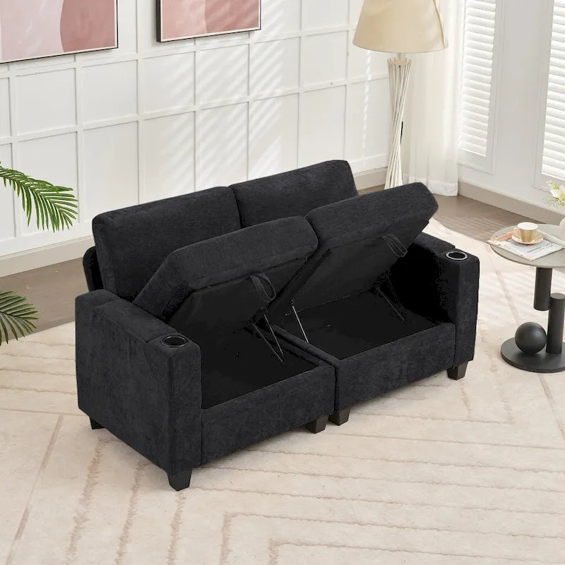 Versatile Chenille Storage Loveseat Sofa - image 14