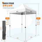 EAGLE PEAK 5x5 Pop up Canopy Tent Instant Outdoor Canopy Easy Set - up Straight Leg Folding Shelter（blue） - image 59