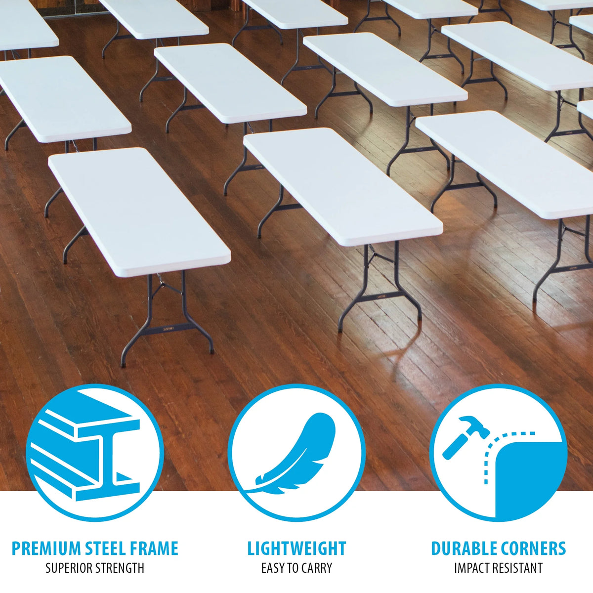 Lifetime Combo Set of (4) 8 - Foot Rectangle Folding Tables & (32) Chairs, Indoor/Outdoor Use, White (80147) - image 11
