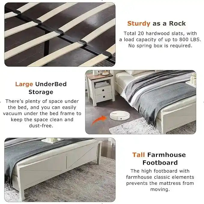 Farmhouse Platform Bed with Storage Headboard Sliding Doors and Charging Station - image 9