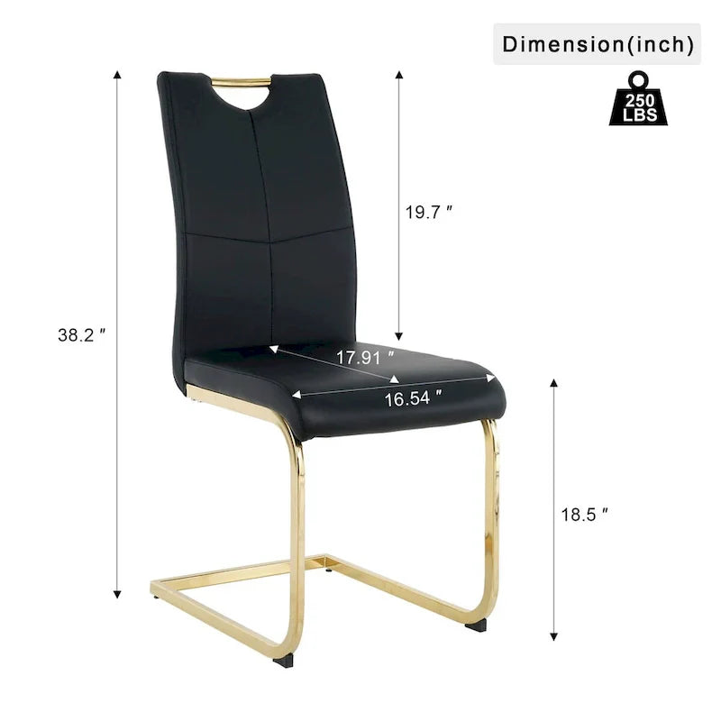 4-Piece Modern Faux Leather Dining Chair Set with Gold Metal Legs and Padded Seats - image 16