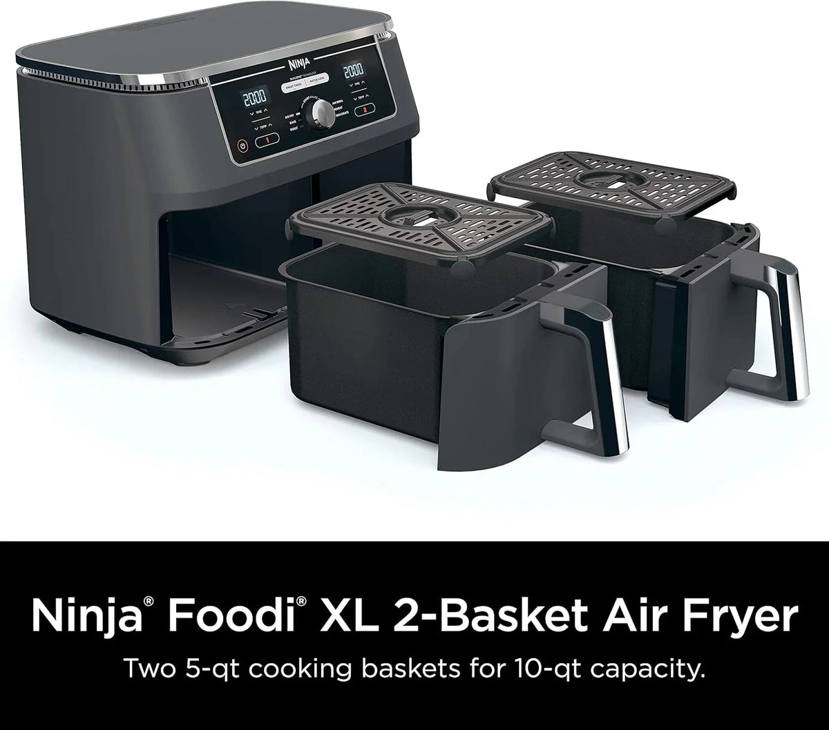 Ninja Foodi 10QT 6-in-1 DualZone Smart XL Air Fryer, 2 Independent 5QT Baskets, Smart Cook Thermometer, Match Cook, Smart Finish, Air Fry, Roast, Bake, Dehydrate, Reheat, Grey, DZ550 - image 23