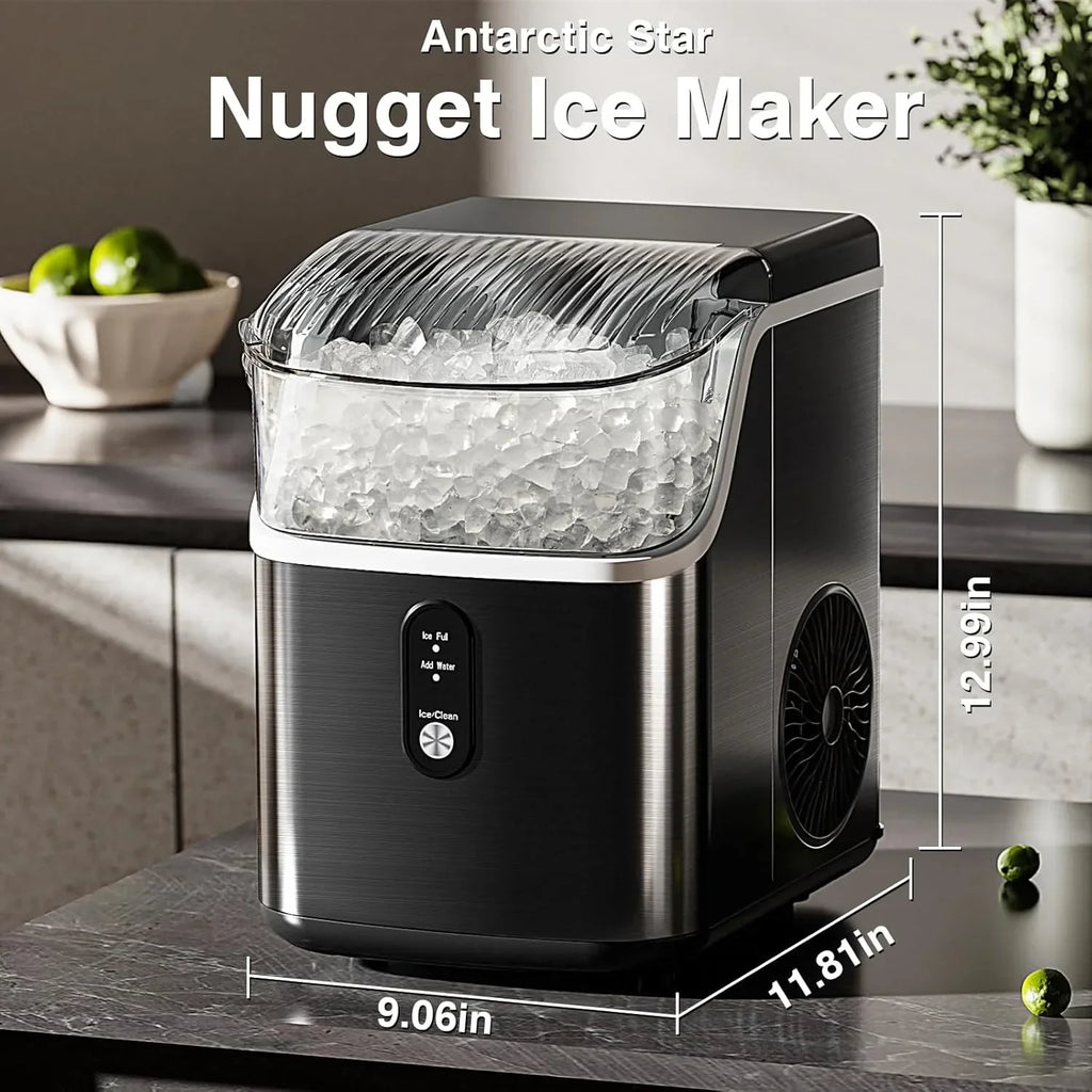 Nugget Ice Makers Countertop, Pebble Ice Machine with Chewable Pellet Ice, 34Lbs/24H, Self-Cleaning, Sonic Ice, One-Click Operation, for Kitchen,Office Stainless Steel Black - image 12