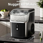 Nugget Ice Makers Countertop, Pebble Ice Machine with Chewable Pellet Ice, 34Lbs/24H, Self-Cleaning, Sonic Ice, One-Click Operation, for Kitchen,Office Stainless Steel Black - image 12