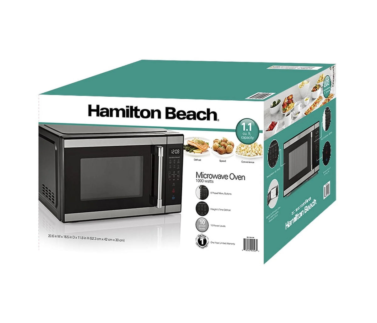 Hamilton Beach 1.1 Cu. Ft. Countertop Microwave Oven, 1000 Watts, White Stainless Steel - image 12