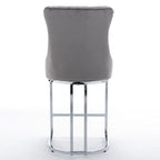 Contemporary Set of 2 Bar Stools with Button-Tufted Back and Studded Trim, Chrome Metal Base - Ideal for Dining Room, Living Room, and Bedroom - image 29