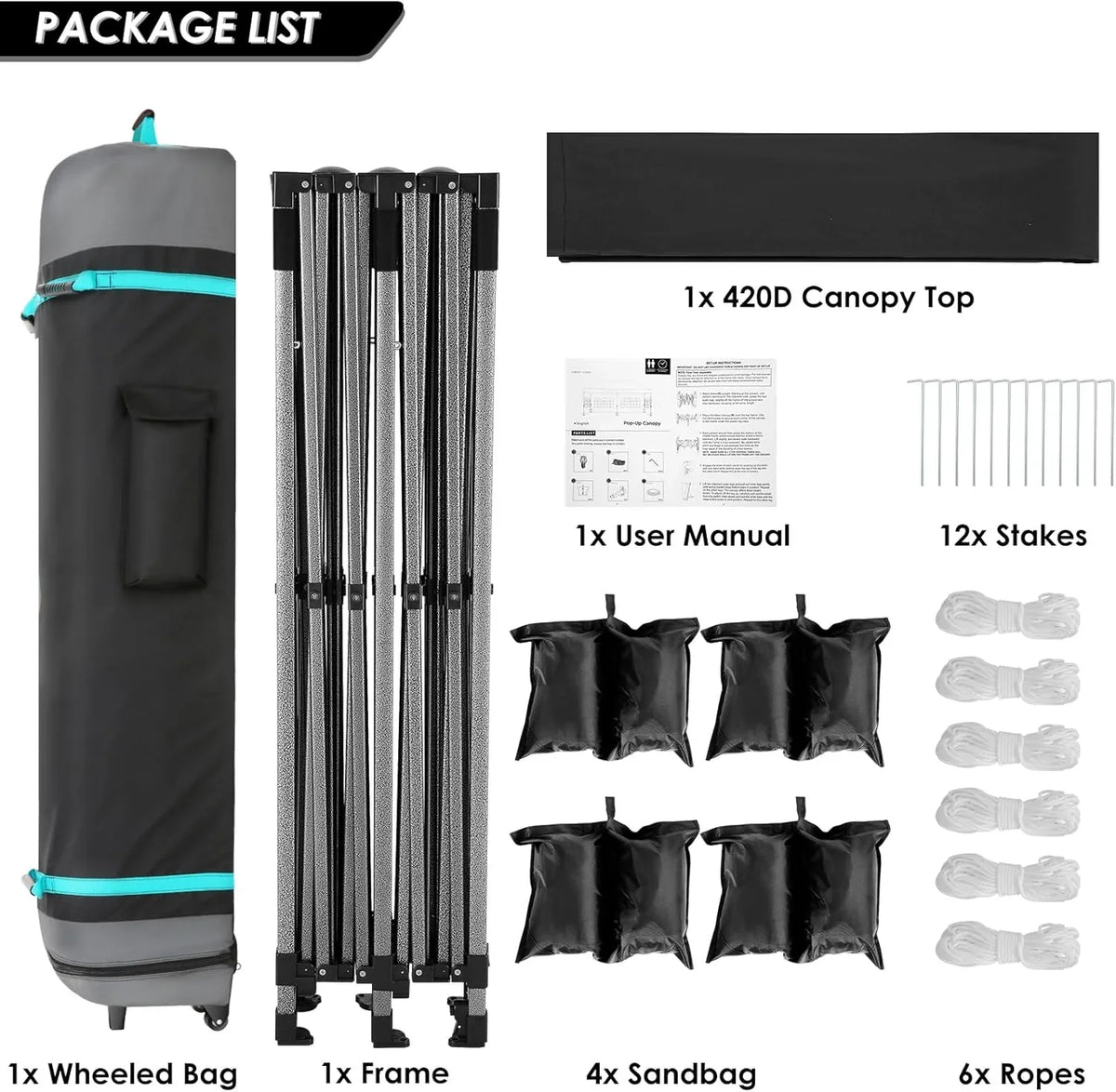 COBIZI 10x20 Heavy Duty Pop up Canopy Tent with 6 sidewalls Easy Up Commercial Outdoor Canopy Wedding Party Tents for Parties All Season Wind & Waterproof Gazebo with Roller Bag,Black(Frame Thickened) - image 68