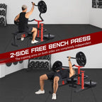 Chest Press Machine, 1050LBS Capacity, Independent Converging Arms, Weight Bench Press with Adjustable Flat Bench for Upper Body Workouts, Red - image 4