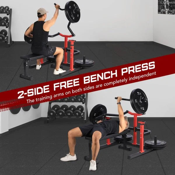 Chest Press Machine, 1050LBS Capacity, Independent Converging Arms, Weight Bench Press with Adjustable Flat Bench for Upper Body Workouts, Red - image 4