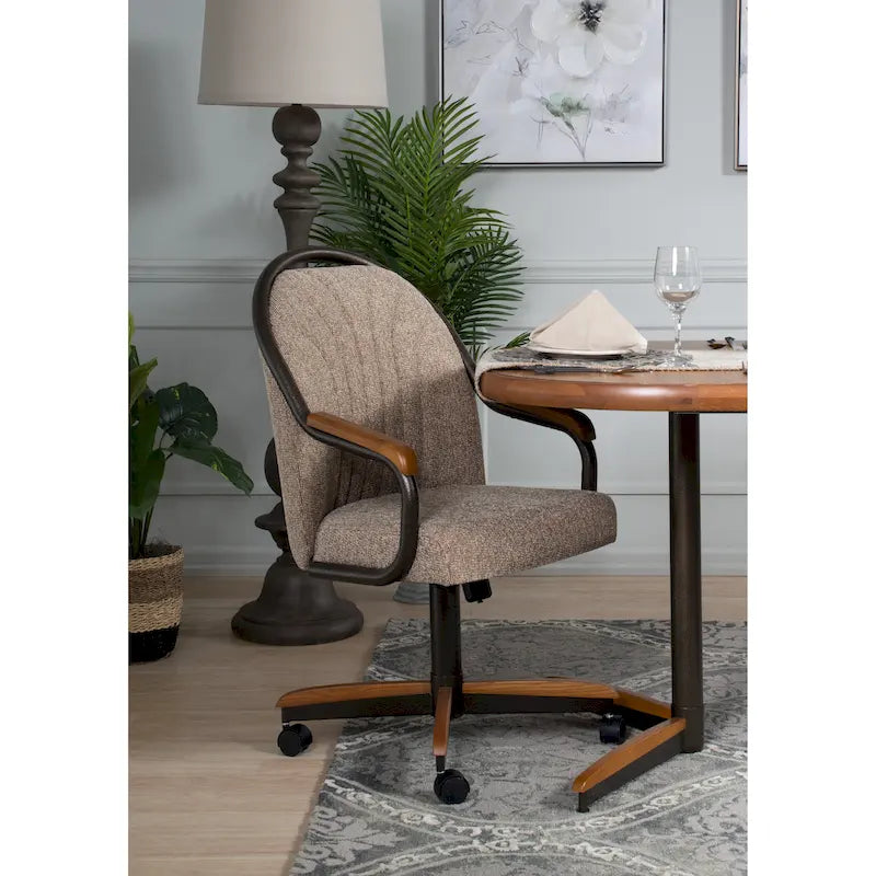 Casual Dining Cushion Swivel-and-Tilt Rolling Caster Chair - image 3