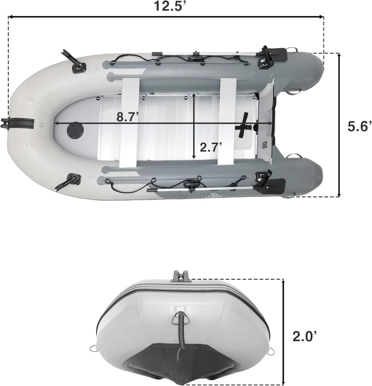 Inflatable Boat / Yacht Dinghy Tender Raft / Multi Person Fishing Boat / Aluminum Floor Oars / Fishing Rod Holders / Heavy-Duty PVC / 2024 Model / - image 27