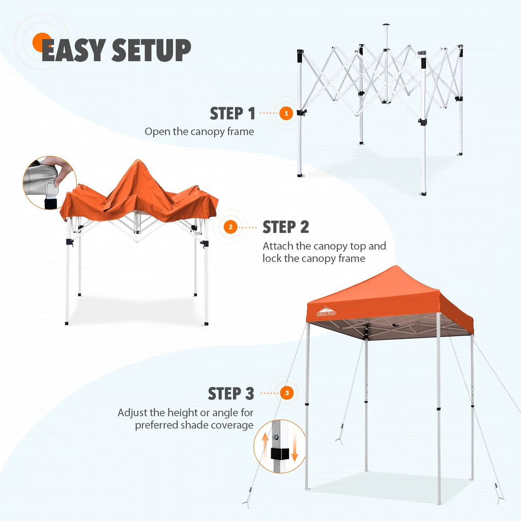 EAGLE PEAK 5x5 Pop up Canopy Tent Instant Outdoor Canopy Easy Set - up Straight Leg Folding Shelter（blue） - image 128