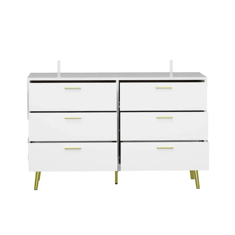 Elegant 6-Drawer Double Dresser with Gold Accents for Stylish Bedroom Storage - image 16