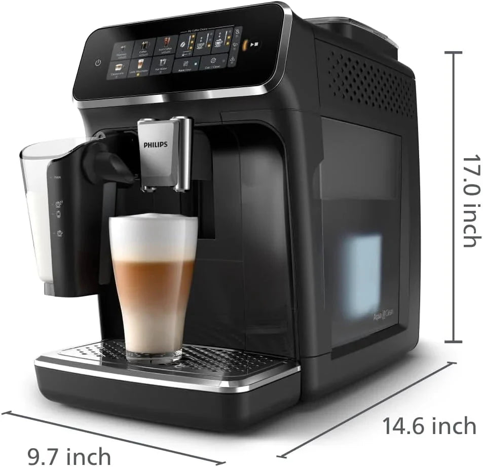 Philips Series 3300 Fully Automatic Espresso Coffee Machine - 6 Hot & Iced Drinks, LatteGo Milk System, 40% Quieter SilentBrew, Ceramic Grinder, Aquaclean Filter, Glossy Black (EP3341/50) - image 8