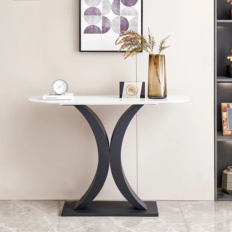 Contemporary Console Table with Elegant Design, Metal Frame, and Adjustable Foot Pads for Entryway - image 8