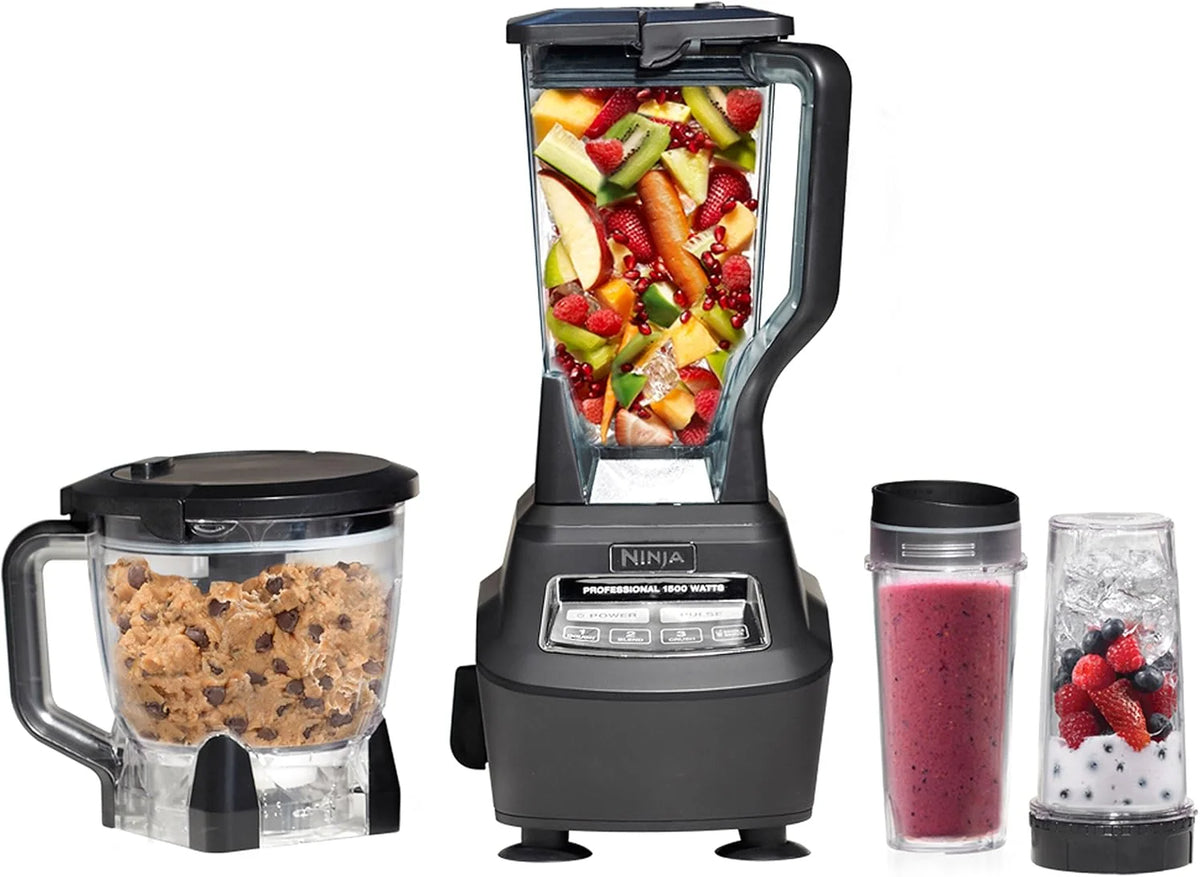 1500W Blender & Processor, 72oz Pitcher, 64oz Bowl, 16oz To-Go Cups, Black - image 1