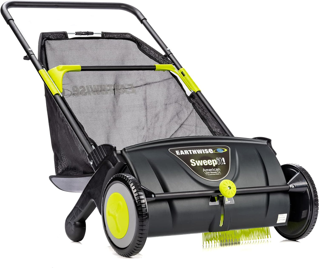 21-Inch Width Leaf & Grass Push Lawn Sweeper, Black - image 1