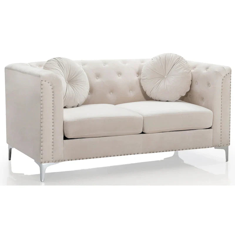 Velvet Button-Tufted Pompano Loveseat - image 42
