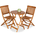 Best Choice Products 3-Piece Acacia Wood Bistro Set, Folding Patio Furniture w/ 2 Chairs, Table - Natural - image 1