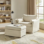 Sophie Contemporary Oversized Slipcovered Armchair and Ottoman with Lockable Rear Wheels - image 18