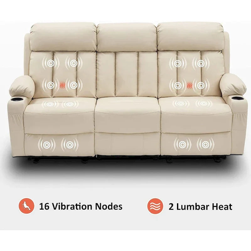 MCombo Faux Leather Electric Reclining Sofa with Heat and Massage - Models 6095/6075/6077 - image 30