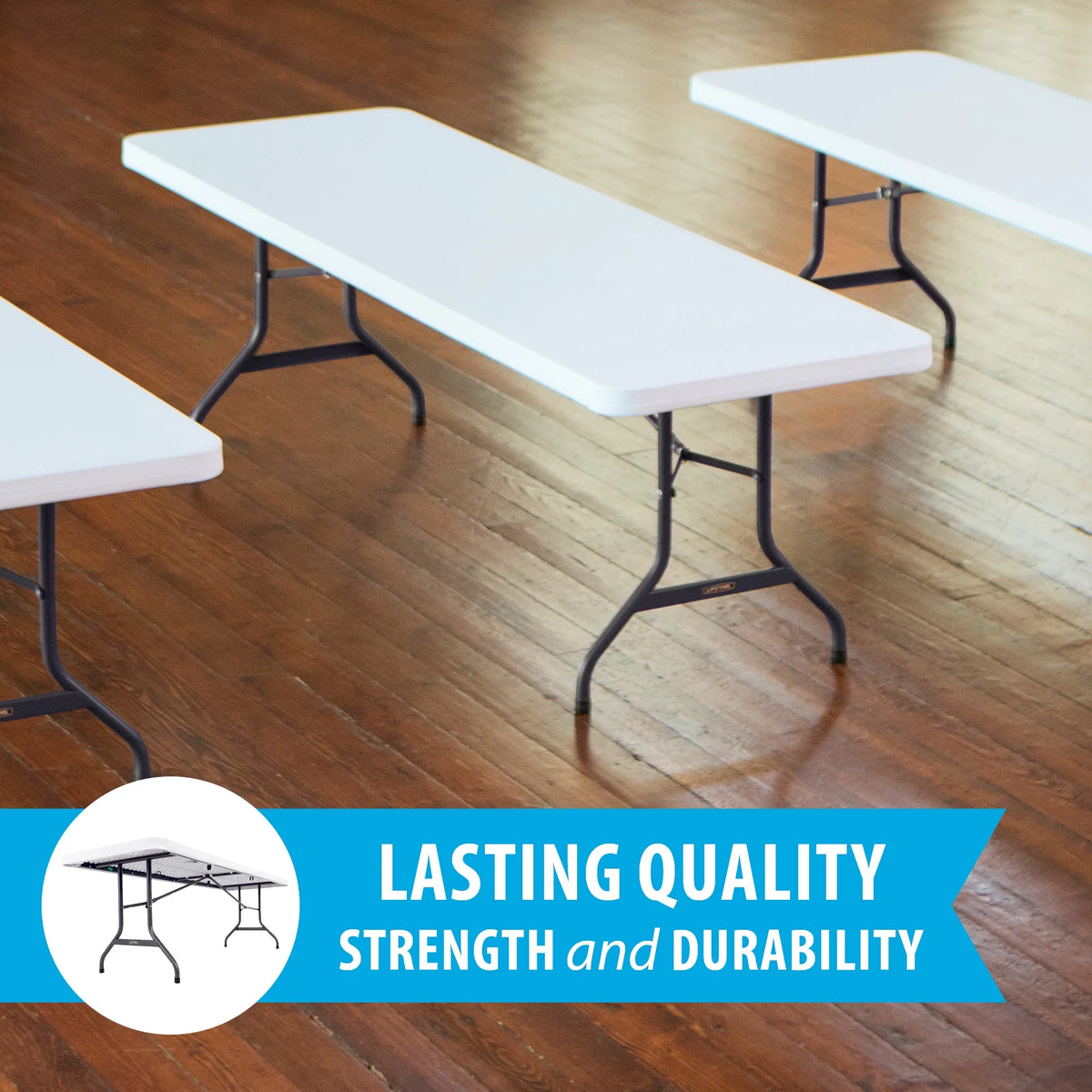 Lifetime Combo Set of (4) 8 - Foot Rectangle Folding Tables & (32) Chairs, Indoor/Outdoor Use, White (80147) - image 7