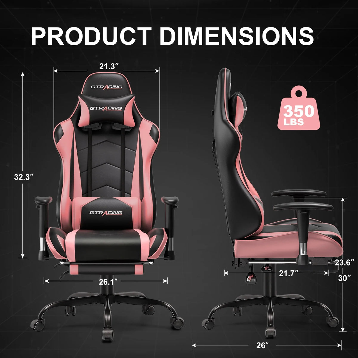GTRACING Gaming Chair, Ergonomic Office Desk Chair with Lumbar Support, PU Leather, Footrest & Adjustable Headrest, Red - image 32