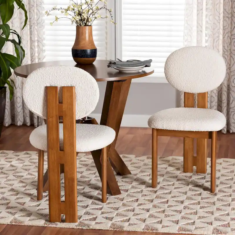 Kacela Contemporary Japandi Boucle Upholstered Wood Dining Chair Set - 2 Pieces - image 10