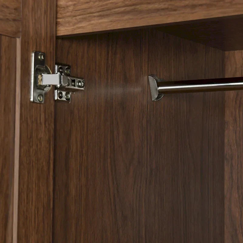 Freestanding 4-Door Wardrobe Armoire with 2 Drawers and Hanging Rods for Clothes Storage - image 23
