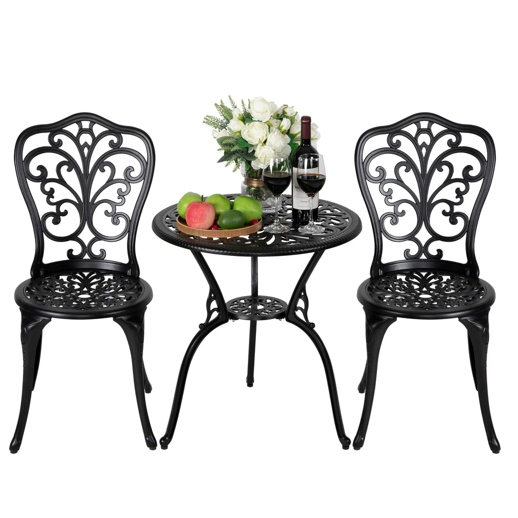 Nuu Garden 3-Piece Black Bistro Patio Set - image 9