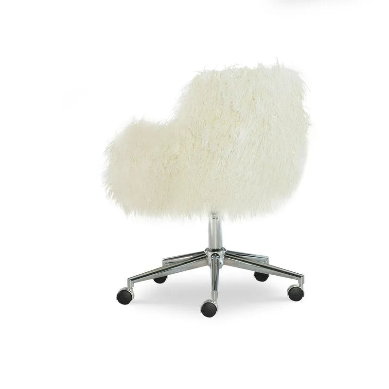 Amber Off-White Faux Fur Executive Chair - image 7