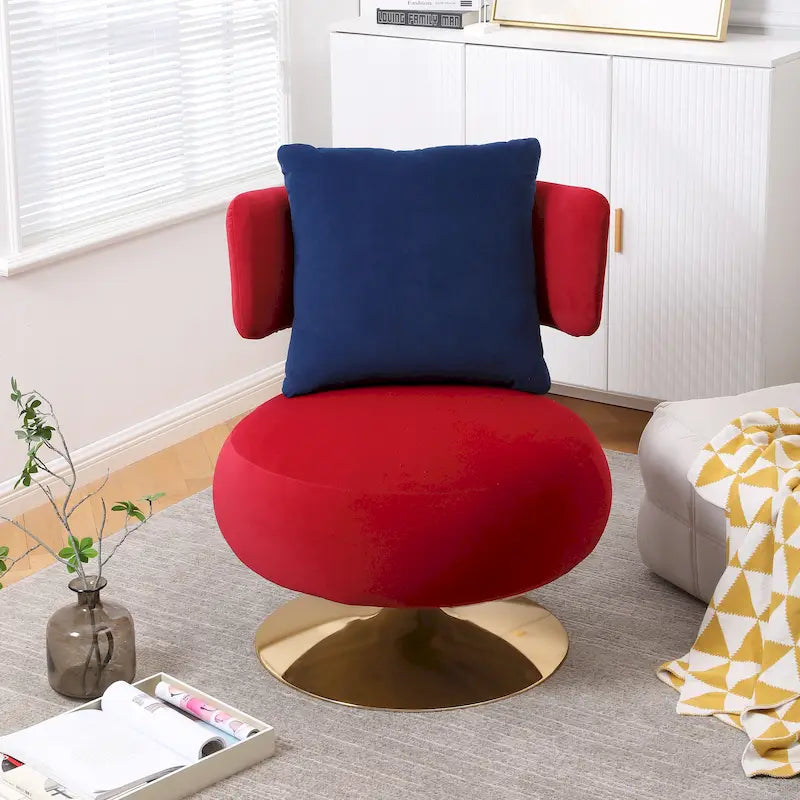 Round Barrel Chair with Fabric and Swivel Design - image 12