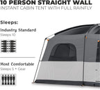 CORE Straight Wall Cabin Tents / 10 Person / 11 Person / 12 Person Large Multi Room Family Tents for Car Camping & Outdoor Adventures - image 7