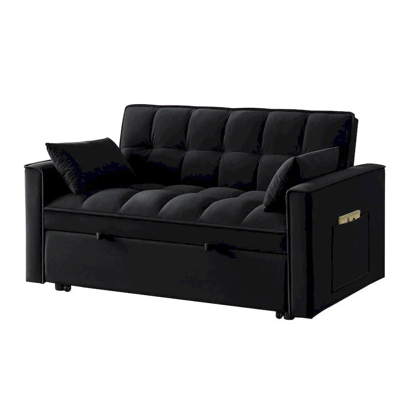 4-in-1 Pull-Out Sleeper Sofa Bed - Loveseat in Velvet -Convertible Couch Bed with Reclining Backrest,2 Side Pockets - image 7