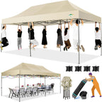 COBIZI 10x20 Heavy Duty Pop up Canopy Tent with 6 sidewalls Easy Up Commercial Outdoor Canopy Wedding Party Tents for Parties All Season Wind & Waterproof Gazebo with Roller Bag,Black(Frame Thickened) - image 221