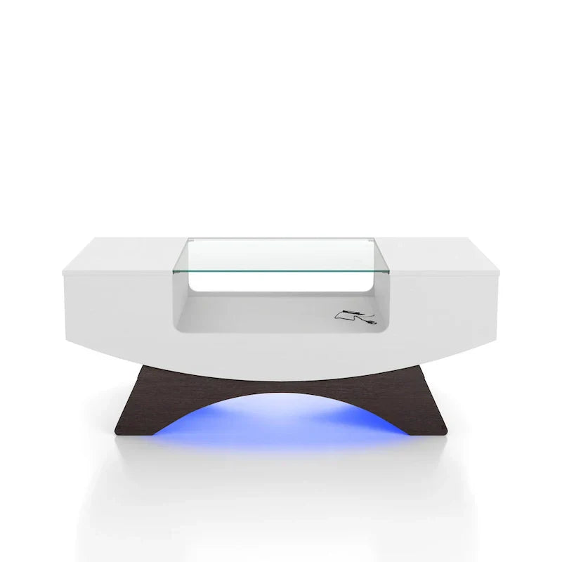 Angelic Contemporary Storage Coffee Table with Glass Insert by Furniture of America - image 18