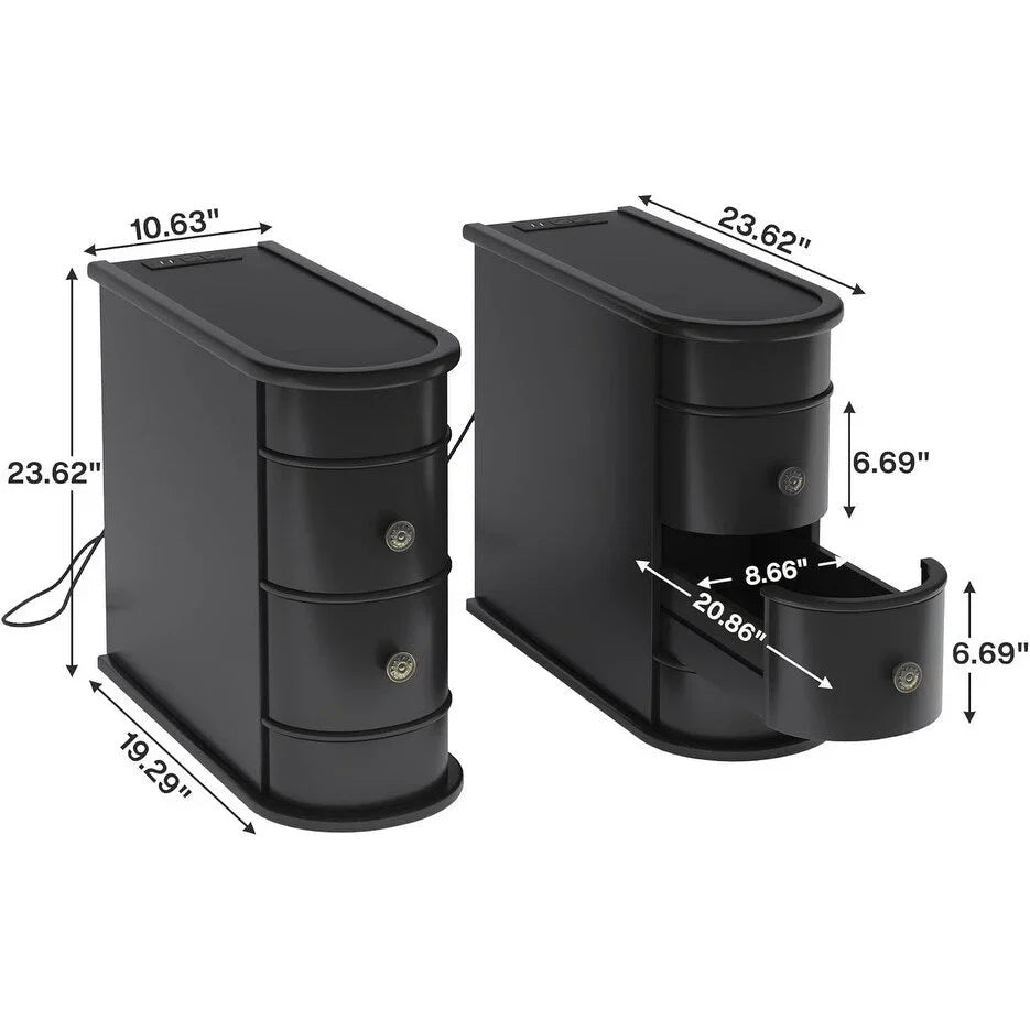 Solid Wood Chairside End Table, Two-Drawer Narrow Side Table Slim - image 28