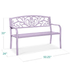 Best Choice Products Outdoor Steel Bench Garden Patio Porch Furniture W/ Floral Design Backrest - Black - image 21