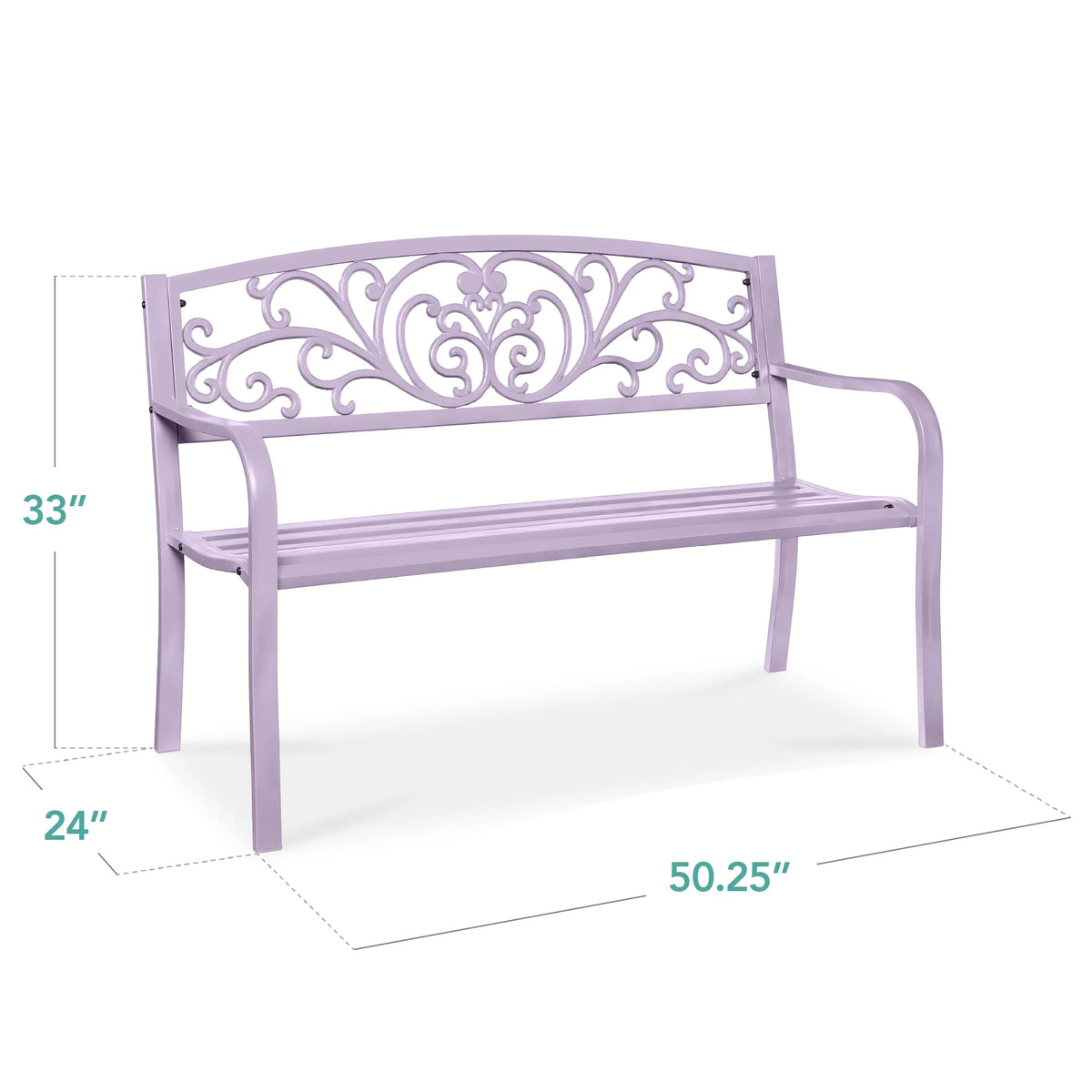 Best Choice Products Outdoor Steel Bench Garden Patio Porch Furniture W/ Floral Design Backrest - Black - image 21