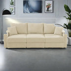 102 Corduroy Contemporary 3-Seater Sofa with Deep Seating, Cup Holders, and Phone Holder - image 1