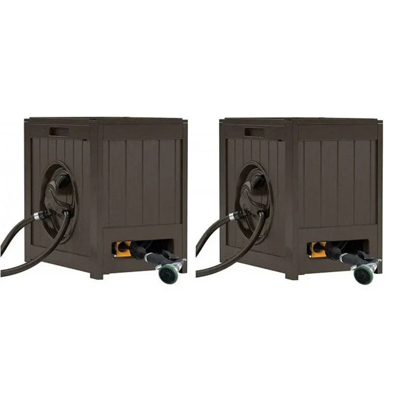 125′ Aquawinder Auto Rewind Water Powered Yard Hose Reel, Java (2 Pack) - image 1