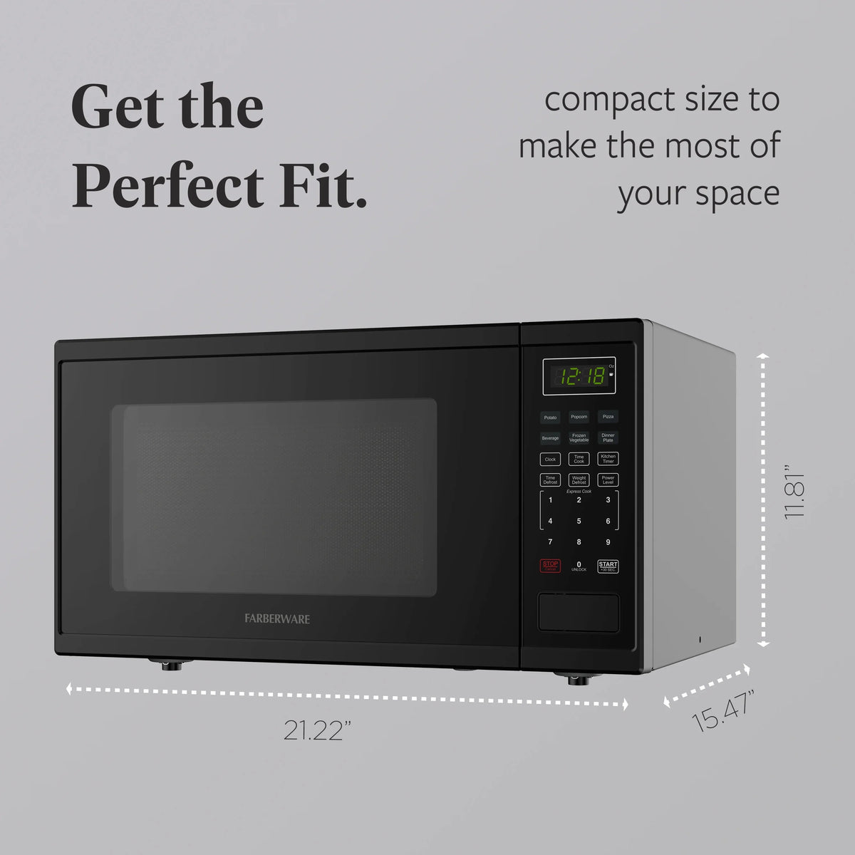 Farberware FMGZ09BKA 0.9 Cu. Ft. Microwave Oven, 900W, Digital Control, LED Display, 6 Cooking Presets, Black - image 65