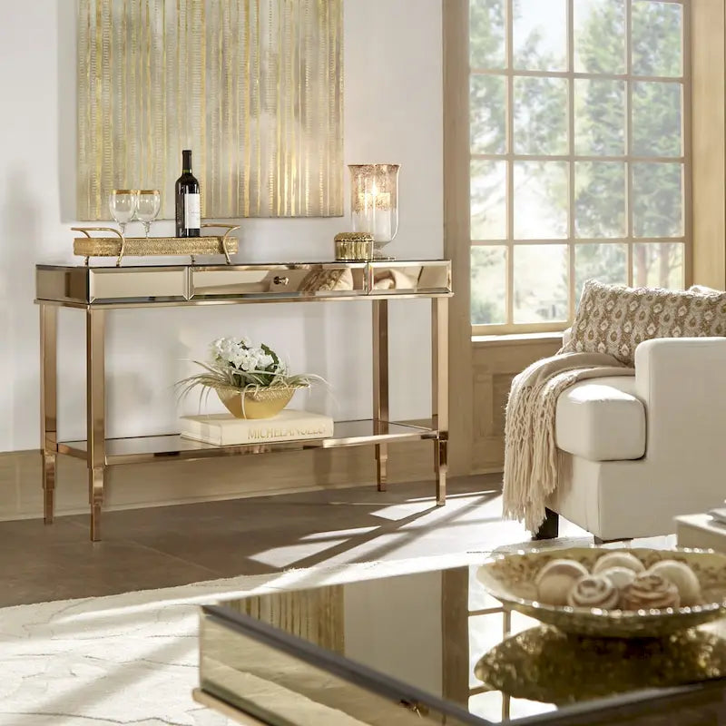 iNSPIRE Q Bold Camille Mirrored Console Table TV Stand with Drawer - image 6
