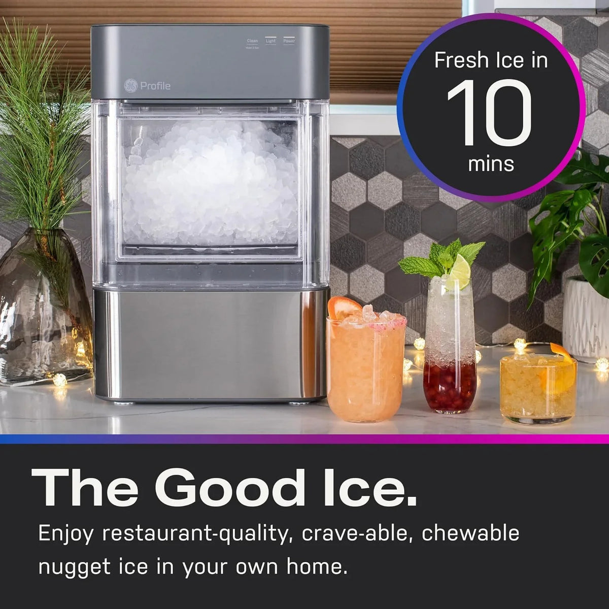 Countertop Nugget Ice Maker with Side Tank / Ice Machine with WiFi Connectivity / Smart Home Kitchen Essentials / Stainless Steel - image 13