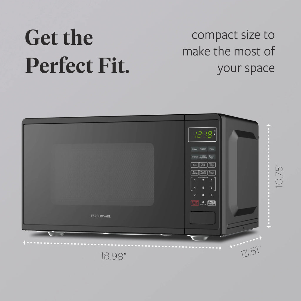 Farberware FMGZ09BKA 0.9 Cu. Ft. Microwave Oven, 900W, Digital Control, LED Display, 6 Cooking Presets, Black - image 2