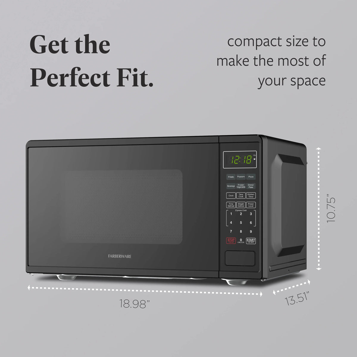 Farberware FMGZ09BKA 0.9 Cu. Ft. Microwave Oven, 900W, Digital Control, LED Display, 6 Cooking Presets, Black - image 2