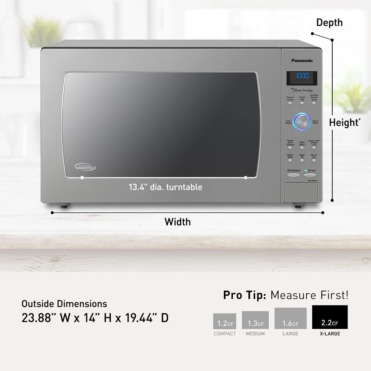 Panasonic NN-SN966S 2.2 Cu. Ft. 1250W Stainless Steel Microwave Oven with Inverter & Genius Sensor, Countertop/Built-In - image 5