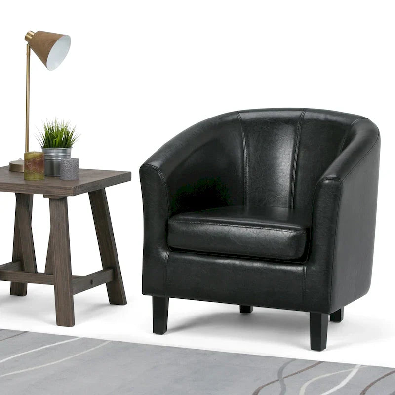 Modern Tub Accent Chair with Upholstered Seat and Wooden Legs - image 4